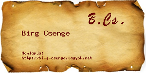 Birg Csenge névjegykártya